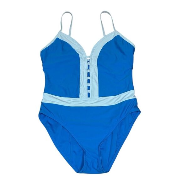 Bleu Rod Beattie One Piece Swimsuit, blue white, 10 - Picture 1 of 10